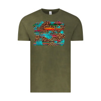 Vintage Olive western serape leopard turquoise  background Vintage Tee - Artiststas
