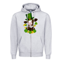 Heather Grey st patricks day cow Zipper Hoodie - RanaPortraitStore