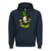 Navy st patricks day cow Zipper Hoodie - RanaPortraitStore