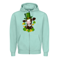 Seafoam st patricks day cow Zipper Hoodie - RanaPortraitStore