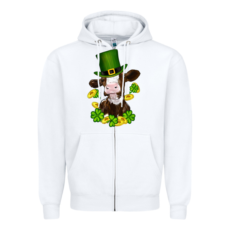 St Patricks Day Cow Zipper Hoodie by RanaPortraitStore | Teevron