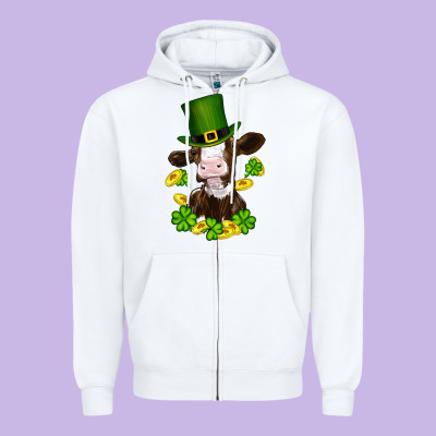 Zipper Hoodie st patricks day cow