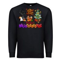 Black happy hallothanksmas trees Premium Sweatshirt - AdoDesignShop