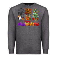 Charcoal Heather happy hallothanksmas trees Premium Sweatshirt - AdoDesignShop