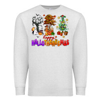 Oatmeal Heather happy hallothanksmas trees Premium Sweatshirt - AdoDesignShop