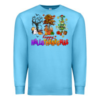 Ocean Blue happy hallothanksmas trees Premium Sweatshirt - AdoDesignShop