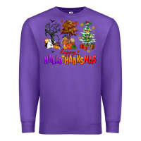 Purple happy hallothanksmas trees Premium Sweatshirt - AdoDesignShop
