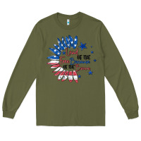 Army Green land of the free because of the brave Long Sleeve Tee - MaliasSmallBusiness