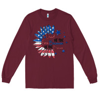 Burgundy land of the free because of the brave Long Sleeve Tee - MaliasSmallBusiness