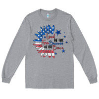 Heather Grey land of the free because of the brave Long Sleeve Tee - MaliasSmallBusiness