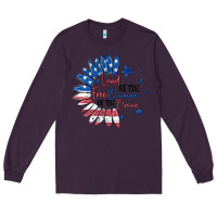 Plum land of the free because of the brave Long Sleeve Tee - MaliasSmallBusiness
