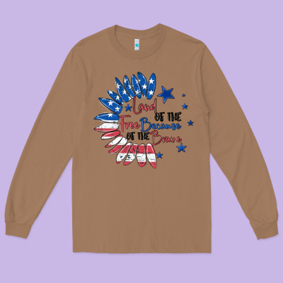 Long Sleeve Tee land of the free because of the brave