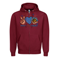 Burgundy peace love america billie wilder Zipper Hoodie - texasbilliewilder