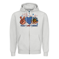 Dove Grey peace love america billie wilder Zipper Hoodie - texasbilliewilder