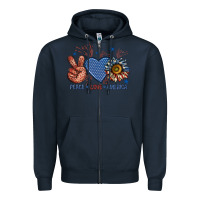 Navy peace love america billie wilder Zipper Hoodie - texasbilliewilder