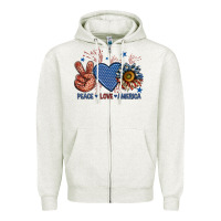 Oatmeal Heather peace love america billie wilder Zipper Hoodie - texasbilliewilder