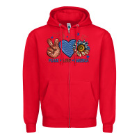 Red peace love america billie wilder Zipper Hoodie - texasbilliewilder