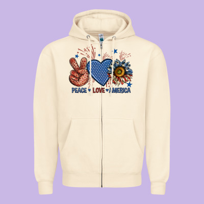 Zipper Hoodie peace love america billie wilder
