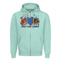 Seafoam peace love america billie wilder Zipper Hoodie - texasbilliewilder