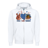 White peace love america billie wilder Zipper Hoodie - texasbilliewilder