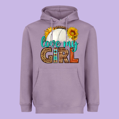 Love My Girl Volleyball Heavyweight Hoodie Designed By Hra Design Shop