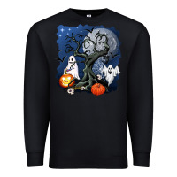 Black halloween tree and ghosts Premium Sweatshirt - AdoDesignShop