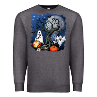 Charcoal Heather halloween tree and ghosts Premium Sweatshirt - AdoDesignShop
