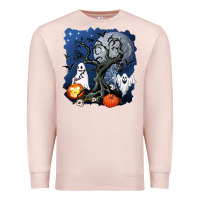 Pale Pink halloween tree and ghosts Premium Sweatshirt - AdoDesignShop