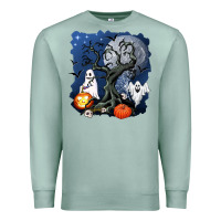 Seafoam halloween tree and ghosts Premium Sweatshirt - AdoDesignShop