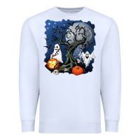 White halloween tree and ghosts Premium Sweatshirt - AdoDesignShop