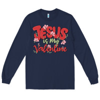 Navy jesus is my valentine Long Sleeve Tee - MaliasSmallBusiness