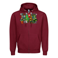 Burgundy christmas trees with soccer Zipper Hoodie - Zillion Design Studio