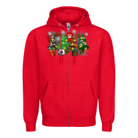 Red christmas trees with soccer Zipper Hoodie - Zillion Design Studio