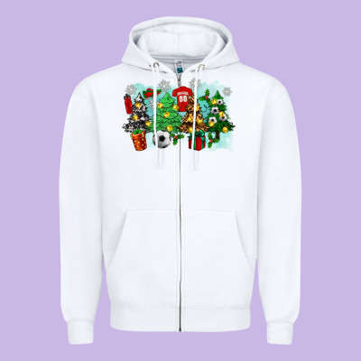 Zipper Hoodie christmas trees with soccer
