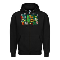 Black christmas trees with volleyball Zipper Hoodie - Zillion Design Studio