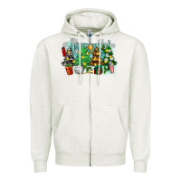 Oatmeal Heather christmas trees with volleyball Zipper Hoodie - Zillion Design Studio