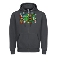 Smoke christmas trees with volleyball Zipper Hoodie - Zillion Design Studio