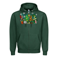 Sports Green christmas trees with volleyball Zipper Hoodie - Zillion Design Studio