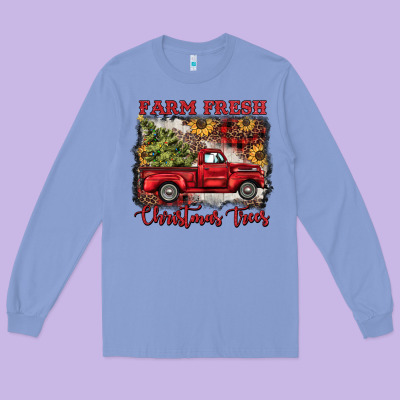 Farm Fresh Christmas Trees Long Sleeve Tee Designed By Barkaloodesign