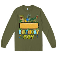 Army Green customized dinosaur birthday boy Long Sleeve Tee - MaliasSmallBusiness