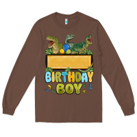 Chestnut customized dinosaur birthday boy Long Sleeve Tee - MaliasSmallBusiness