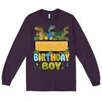 Plum customized dinosaur birthday boy Long Sleeve Tee - MaliasSmallBusiness