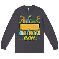 Smoke customized dinosaur birthday boy Long Sleeve Tee - MaliasSmallBusiness