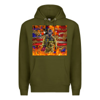 Army Green Western Firefighter With American Premium Hoodie - LillyAllenDesigns