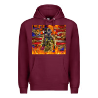 Burgundy Western Firefighter With American Premium Hoodie - LillyAllenDesigns