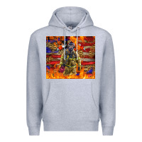 Heather Grey Western Firefighter With American Premium Hoodie - LillyAllenDesigns