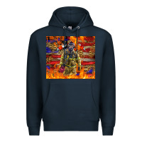 Navy Western Firefighter With American Premium Hoodie - LillyAllenDesigns