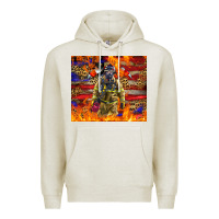 Oatmeal Heather Western Firefighter With American Premium Hoodie - LillyAllenDesigns