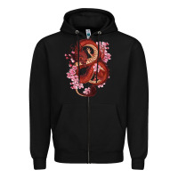 Black red dragon and sakura cherry blossoms Zipper Hoodie - RanaPortraitStore