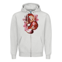 Dove Grey red dragon and sakura cherry blossoms Zipper Hoodie - RanaPortraitStore